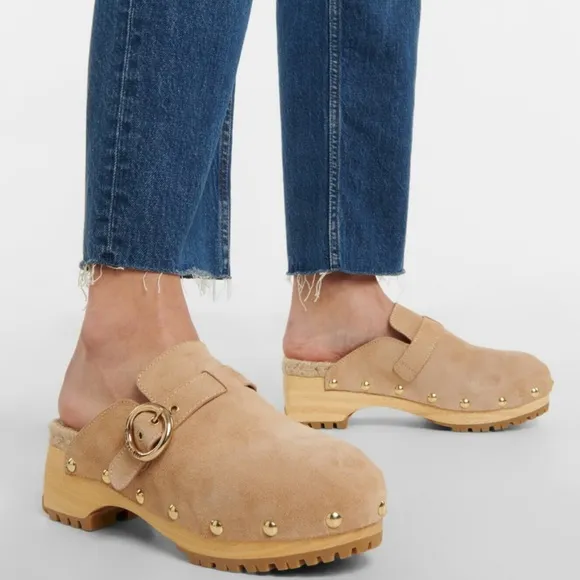 See By Chloe Viviane Beige Suede Clogs Size 38 (US 7)