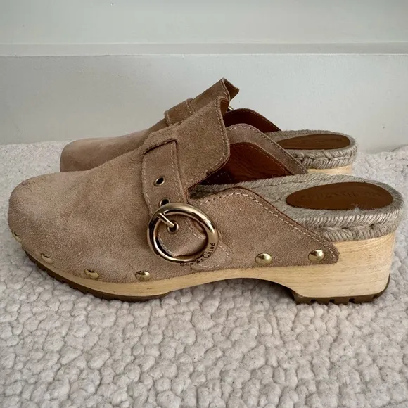 See By Chloe Viviane Beige Suede Clogs Size 38 (US 7)
