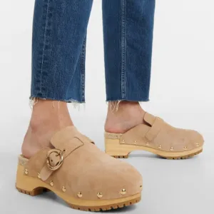See By Chloe Viviane Beige Suede Clogs Size 38 (US 7)