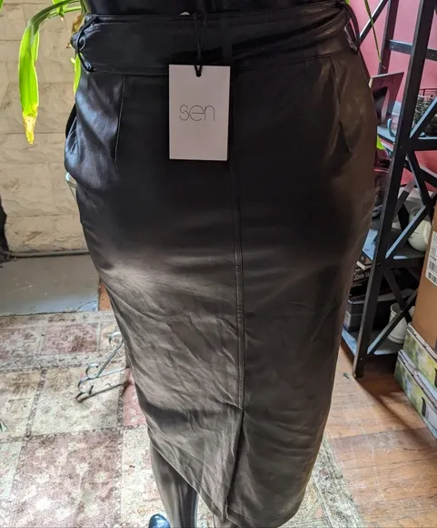 SEN vegan leather pencil skirt