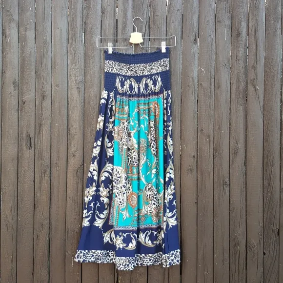 Seppala Print Strapless Midi Dress / Maxi Skirt