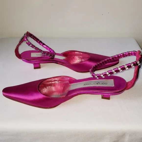 Sergio Rossi Crystal Studded Ankle Strap Heels