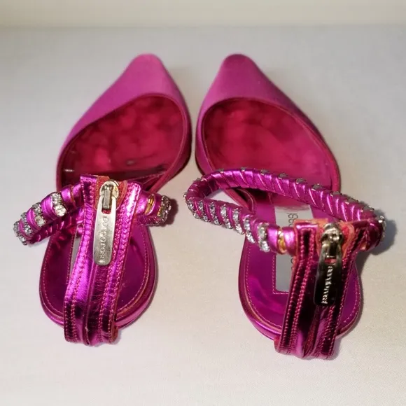 Sergio Rossi Crystal Studded Ankle Strap Heels