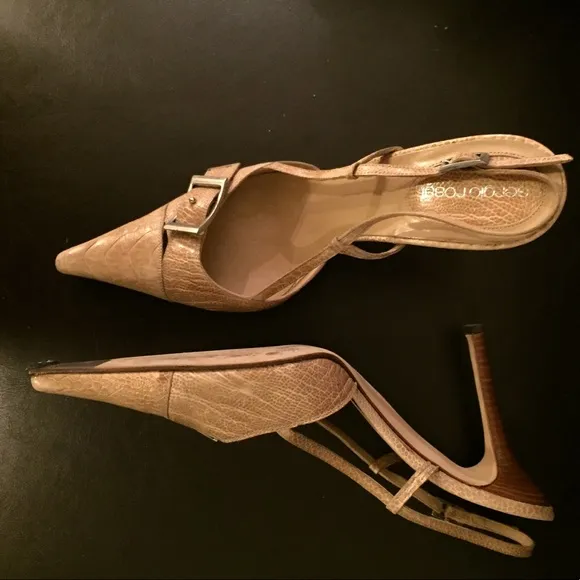 Sergio Rossi Leather Slingback Heels, Runs Small