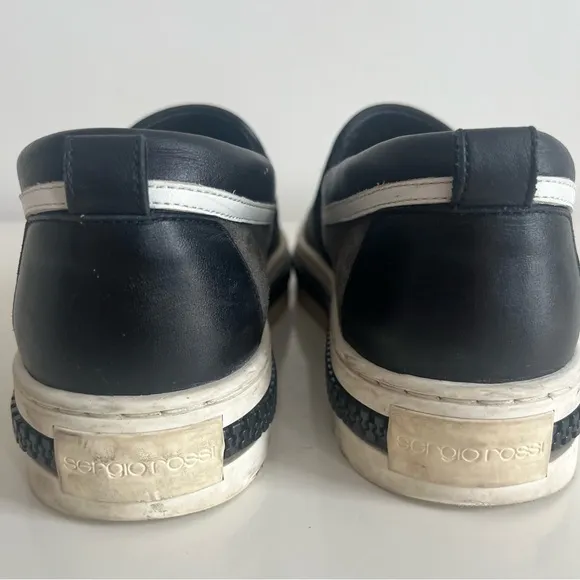 Sergio Rossi Suede Leather Slip-On Sneakers Loafer Zipper size 39EU or 8US