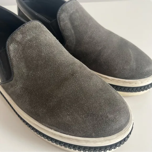 Sergio Rossi Suede Leather Slip-On Sneakers Loafer Zipper size 39EU or 8US