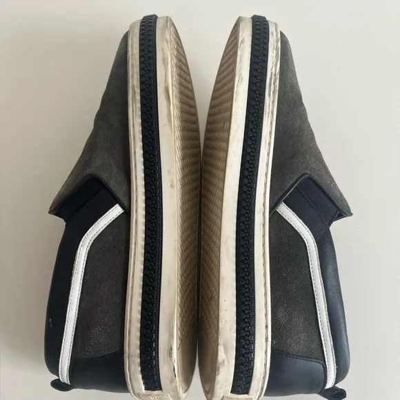Sergio Rossi Suede Leather Slip-On Sneakers Loafer Zipper size 39EU or 8US