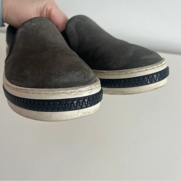 Sergio Rossi Suede Leather Slip-On Sneakers Loafer Zipper size 39EU or 8US