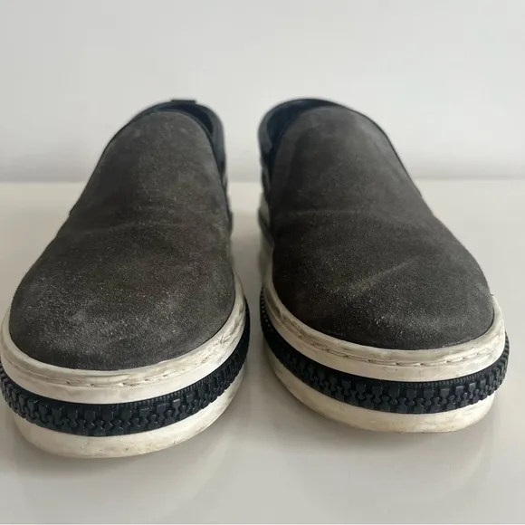 Sergio Rossi Suede Leather Slip-On Sneakers Loafer Zipper size 39EU or 8US