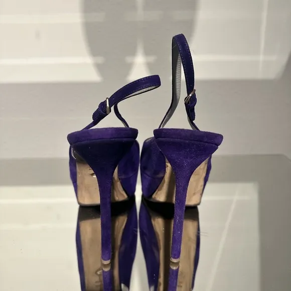 Sergio Rossi Suede Platform Slingback Stiletto Heels, size 39