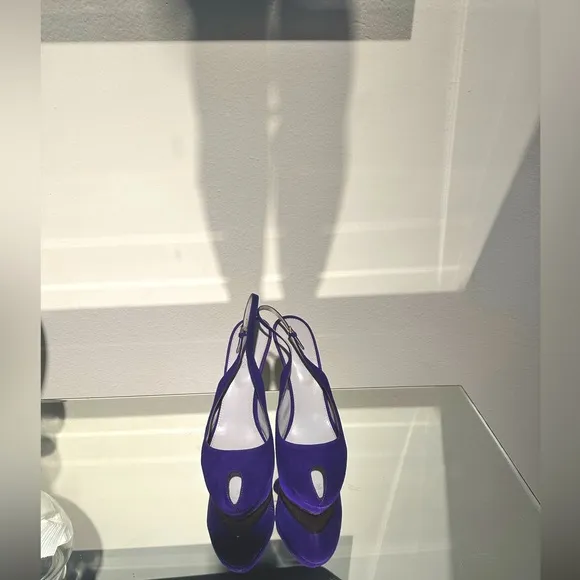 Sergio Rossi Suede Platform Slingback Stiletto Heels, size 39