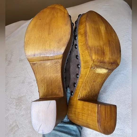 Sesto Meucci Wooden Clog Mules Size 8