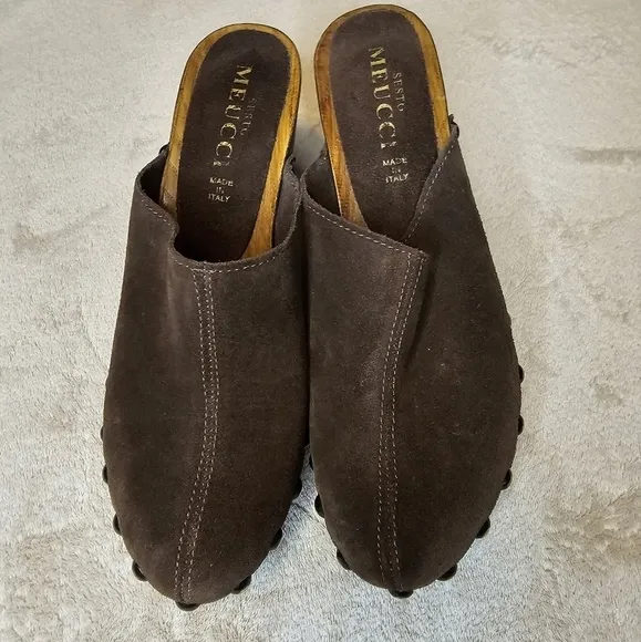 Sesto Meucci Wooden Clog Mules Size 8