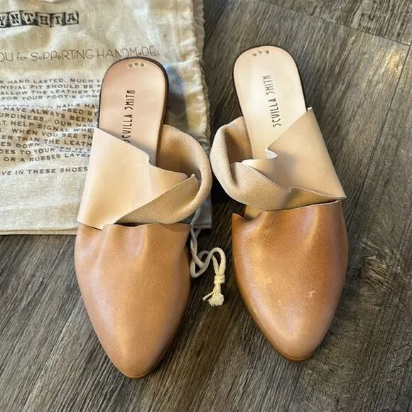Sevilla Smith Neutrals Mariyah Leather Mules With Twist Detail Brown EU 39/US 8