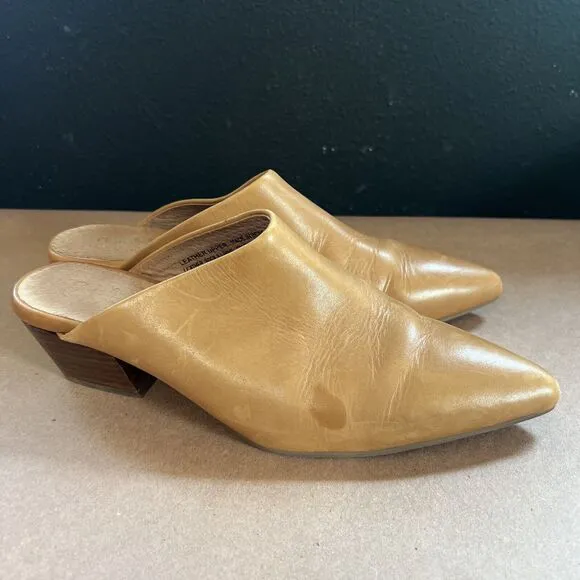 Seychelles Brown Camel Pointed Toe Block Heel Mules Size 9