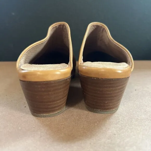 Seychelles Brown Camel Pointed Toe Block Heel Mules Size 9