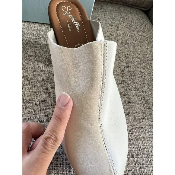 Seychelles Clogs Size 8 Ivory White Leather Chunky Platform Studded Boho Rodeo