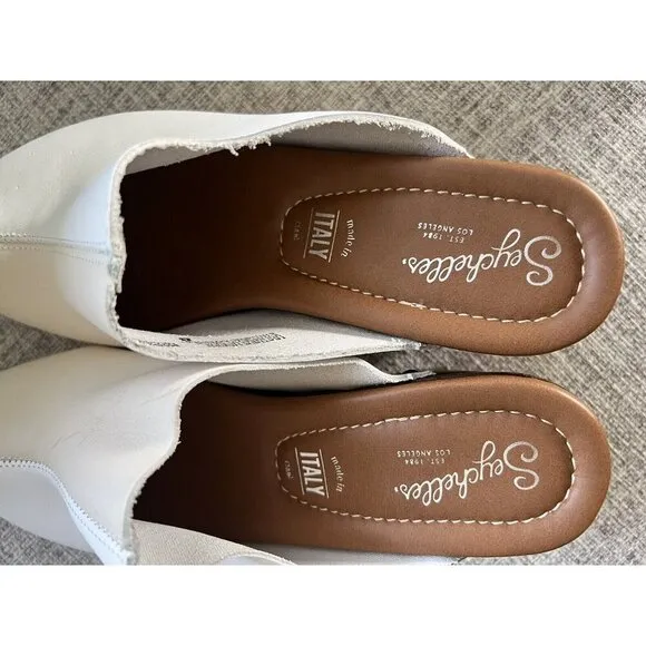 Seychelles Clogs Size 8 Ivory White Leather Chunky Platform Studded Boho Rodeo