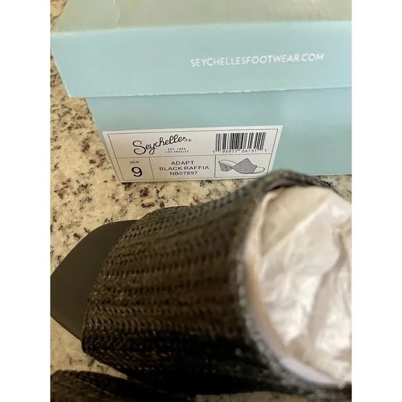 Seychelles Raffia Heeled Mules Adapt Black‎ Raffia SIZE 9 NIB