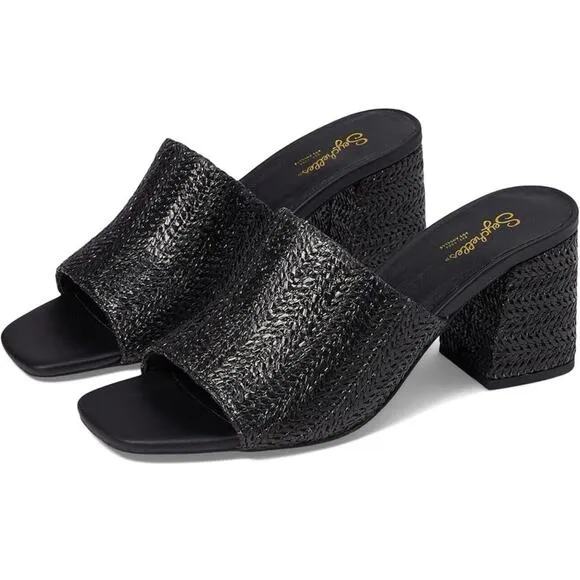 Seychelles Raffia Heeled Mules Adapt Black‎ Raffia SIZE 9 NIB