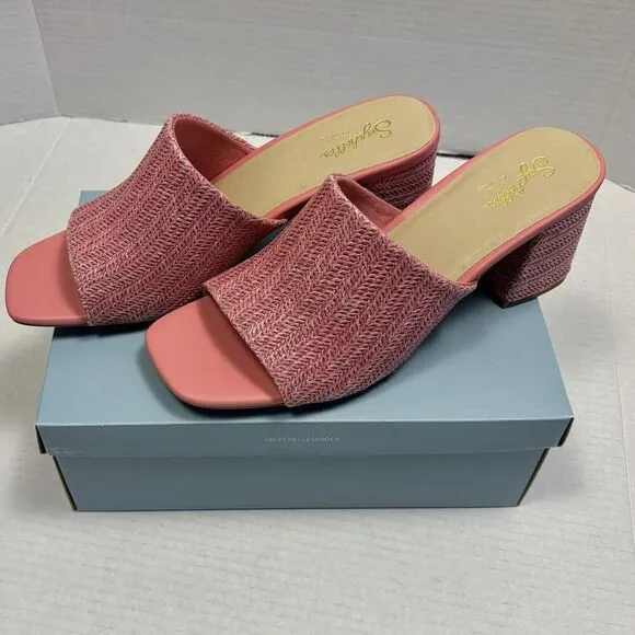 Seychelles Raffia Heeled Mules Adapt Pink Raffia New In Box Size 10