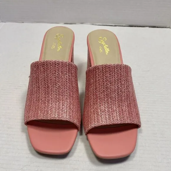 Seychelles Raffia Heeled Mules Adapt Pink Raffia New In Box Size 10