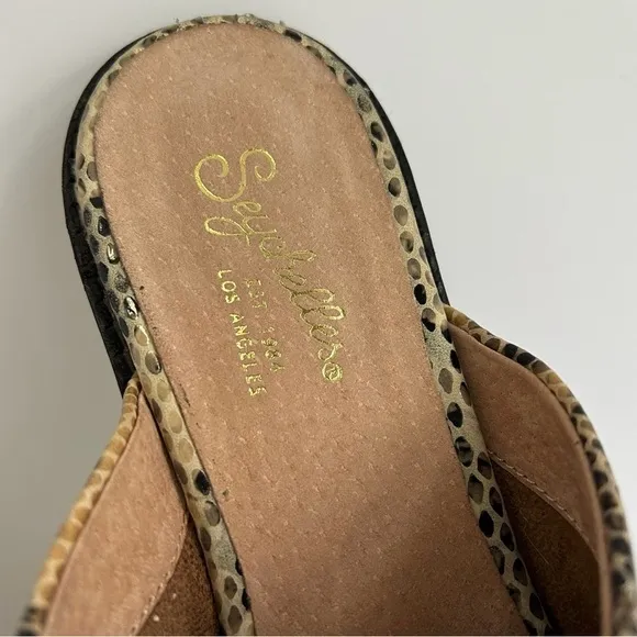 Seychelles snakeskin print leather mules women’s size 9.5