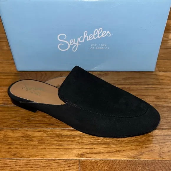 Seychelles Suede Between Us Flat Mules Black Suede Women’s Size 13 NEW