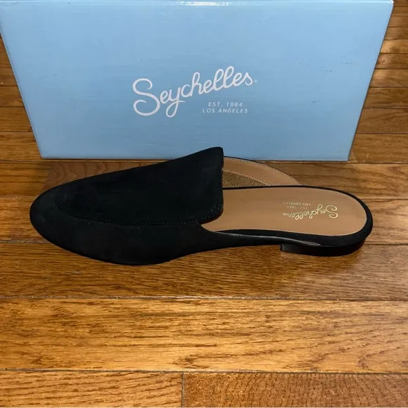 Seychelles Suede Between Us Flat Mules Black Suede Women’s Size 13 NEW
