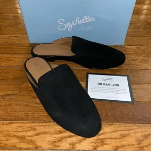 Seychelles Suede Between Us Flat Mules Black Suede Women’s Size 13 NEW