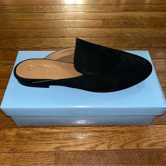 Seychelles Suede Between Us Flat Mules Black Suede Women’s Size 13 NEW