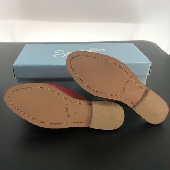 Seychelles Existence Red Suede Basket Weave Flat Mules New in Box