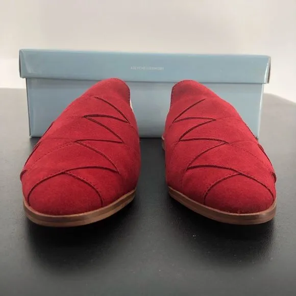 Seychelles Existence Red Suede Basket Weave Flat Mules New in Box
