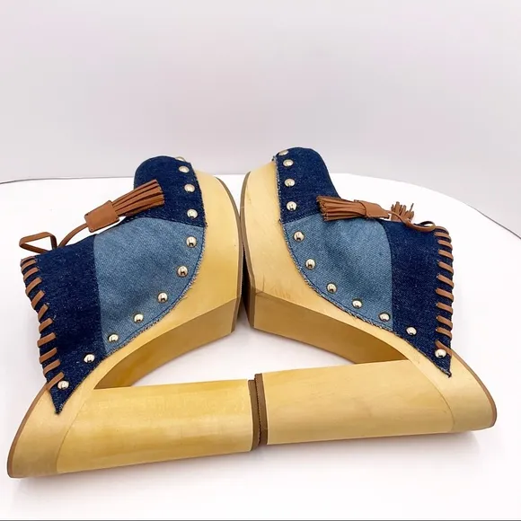 🆕{Shellys London} Denim Kennedy Platform Mules