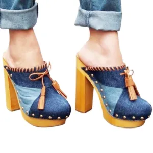 🆕{Shellys London} Denim Kennedy Platform Mules