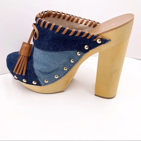 🆕{Shellys London} Denim Kennedy Platform Mules