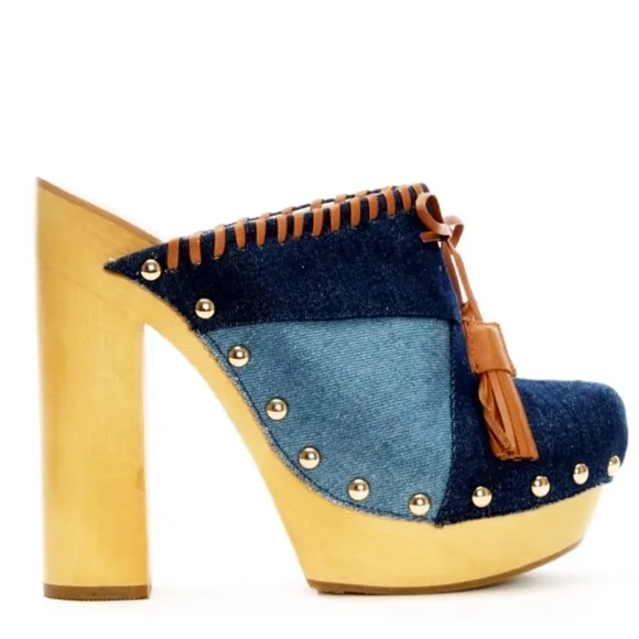 🆕{Shellys London} Denim Kennedy Platform Mules