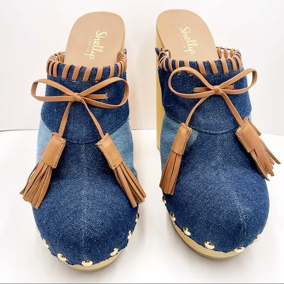 🆕{Shellys London} Denim Kennedy Platform Mules