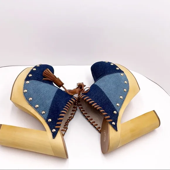🆕{Shellys London} Denim Kennedy Platform Mules