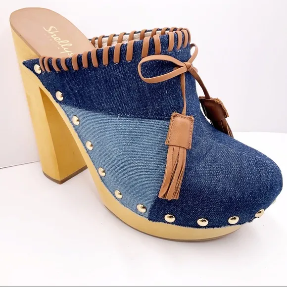 🆕{Shellys London} Denim Kennedy Platform Mules