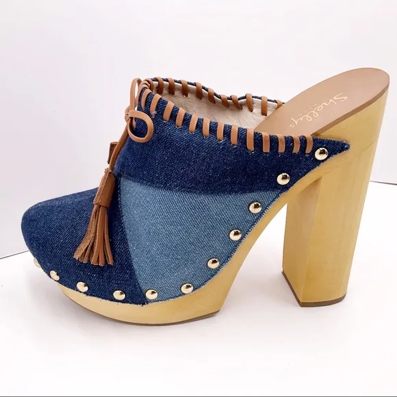 🆕{Shellys London} Denim Kennedy Platform Mules