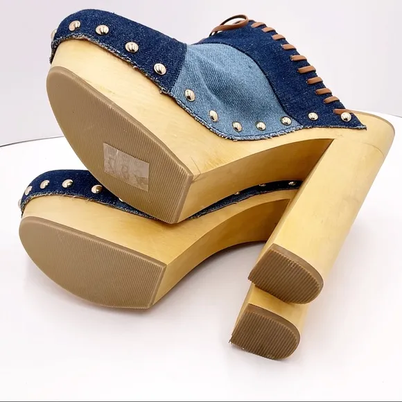 🆕{Shellys London} Denim Kennedy Platform Mules