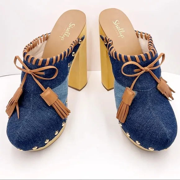 🆕{Shellys London} Denim Kennedy Platform Mules