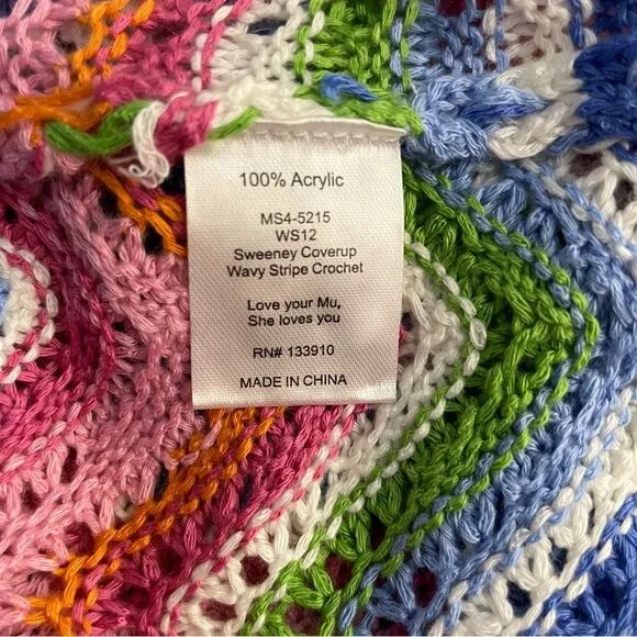 Show Me Your Mumu Sweeney Crochet Coverup Dress Size XS NEW Rainbow Stripes