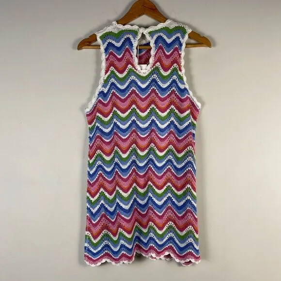 Show Me Your Mumu Sweeney Crochet Coverup Dress Size XS NEW Rainbow Stripes