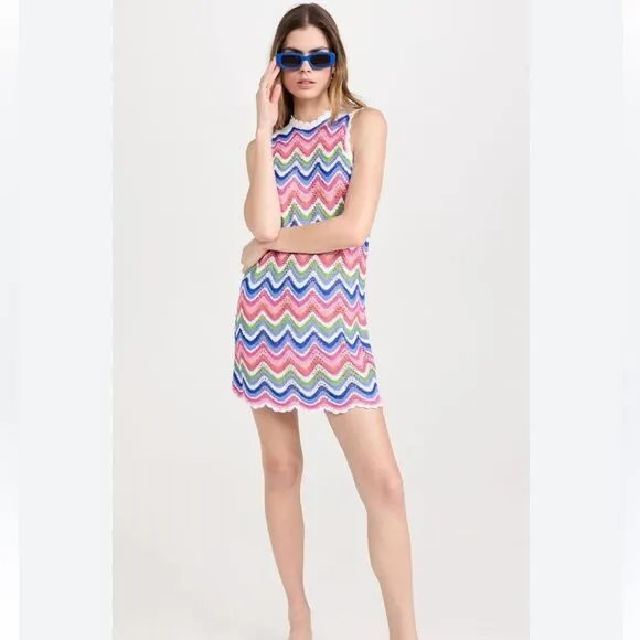 Show Me Your Mumu Sweeney Crochet Coverup Dress Size XS NEW Rainbow Stripes