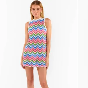Show Me Your Mumu Sweeney Crochet Coverup Dress Size XS NEW Rainbow Stripes