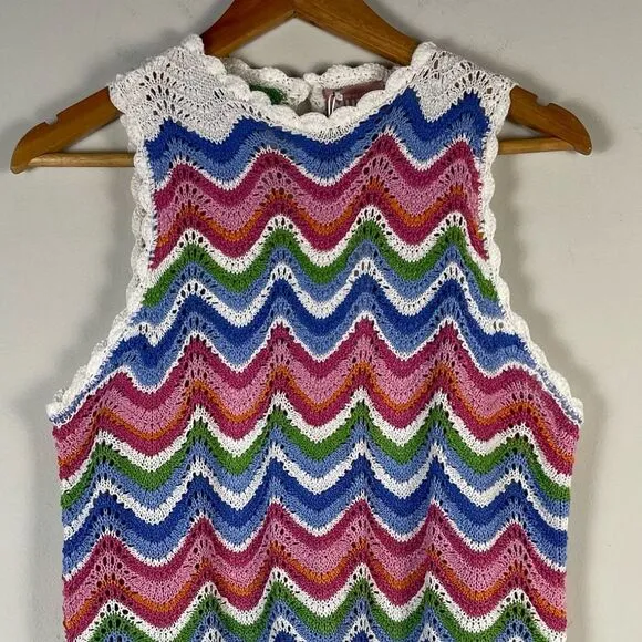 Show Me Your Mumu Sweeney Crochet Coverup Dress Size XS NEW Rainbow Stripes