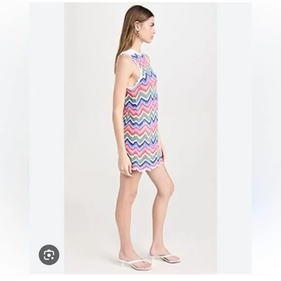 Show Me Your Mumu Sweeney Crochet Coverup Dress Size XS NEW Rainbow Stripes