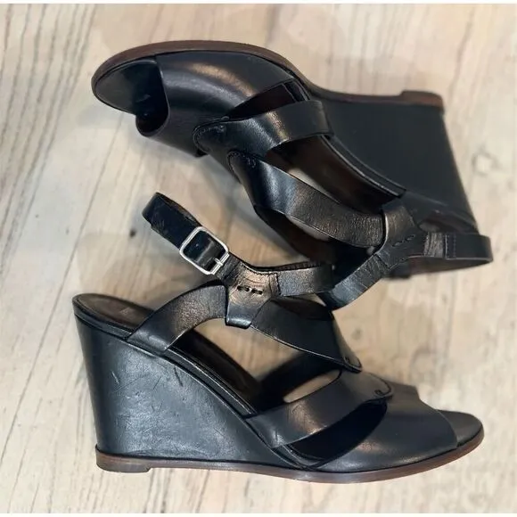 Sigerson Morrison Belle Leather Slingback Platform Heels Made in Italy sz 8